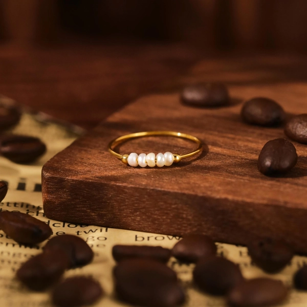 Freshwater Pearl 18K Gold Ring: Dainty Stackable Jewelry