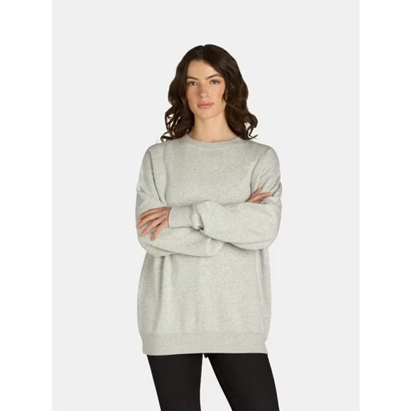 No Boundaries Fleece Oversized Sweatshirt with Long Sleeves, Women’s Sizes XXS-4X