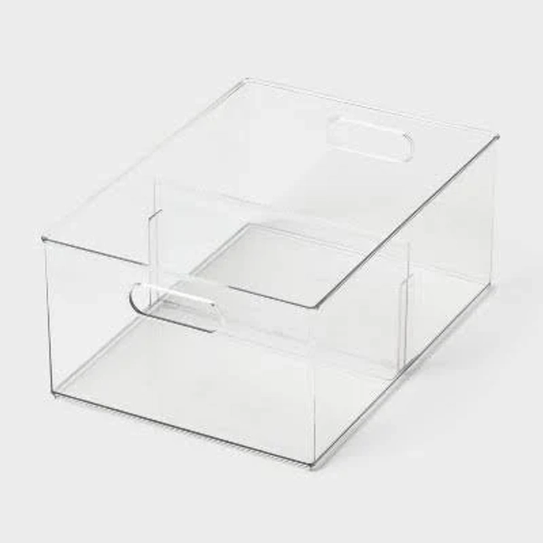 Brightroom All Purpose Clear Storage Bin with Adjustable Divider