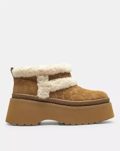 Tobacco Christina Bootie In Signature Suede