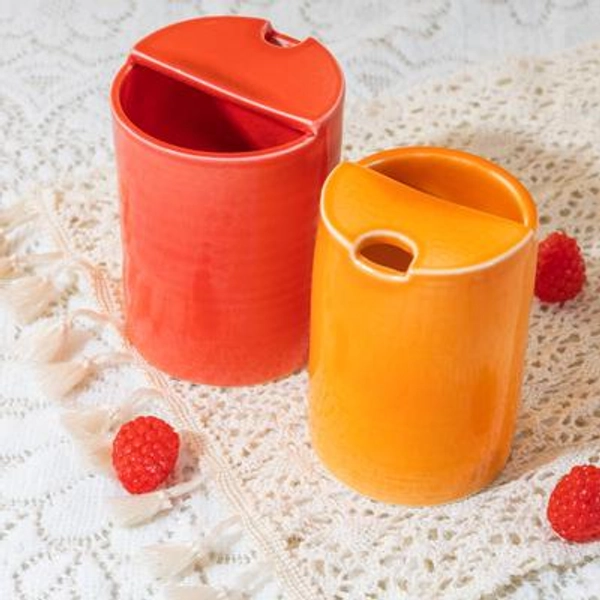 Handmade Orange & Red Pottery Travel Mug, Personalized Ceramic Coffee Cup, Unique To-Go Mug, Christmas Gift for Coffee Lovers