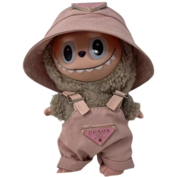 Doll Clothes Superstore Pretty in Pink Overalls and Hat for Fashion-Forward 17.5 cm Labubu Dolls