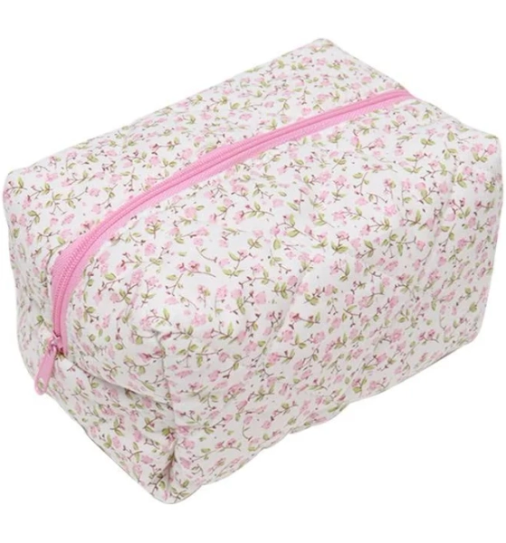 Floral Quilted Makeup Bag