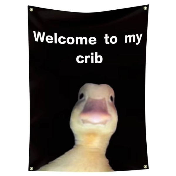 Welcome to My Crib Flag, Funny Room Decoration Banner, 35.4 x 59 inch Flag for Dormitory, School, and Outdoor Party, Decorative Flag for Home, Bedroom, and Living Room, Humorous Wall Hanging