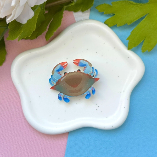 Blue Crab Acrylic Hair Clip
