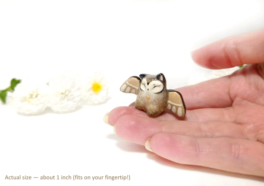 Playful Owl Figurine – Tiny Clay Bird – Made to Order - Mini Kawaii Sculpture – Cute Animal Totem – Handmade Woodland Gift - Tabletop Friend