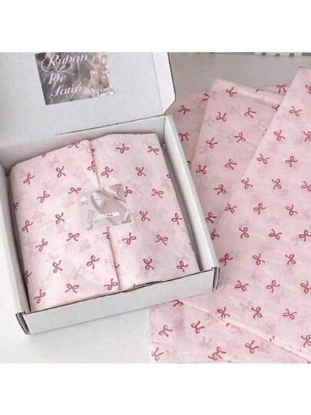 10/20 Sheets Pink Bow Tissue Paper, Cute Bowknot Printed Gift Wrap Tissue Paper Decorative Art Paper For Mother's Day Gift Packing Birthday Wedding Party DIY Crafts