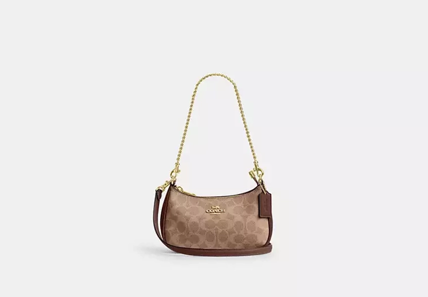 Gold/Tan/Brown Teri Mini Crossbody Bag In Signature Canvas