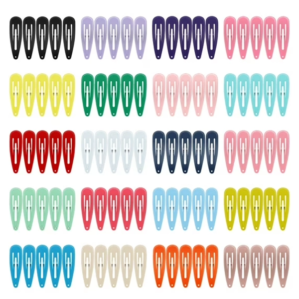 Hair Clips (100-Pack 20 Colors) Non-Slip Snap Barrettes for Girls, Women, Kids - 2 Inch
