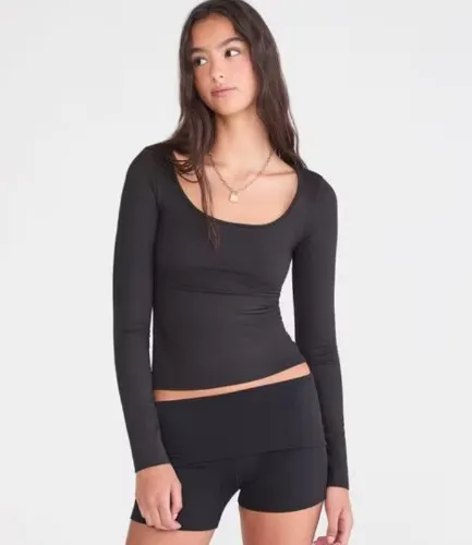 Long Sleeve Buttery Soft Scoop-Neck Tee