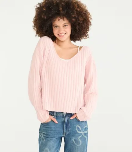 Ribbed V-Neck Sweater
