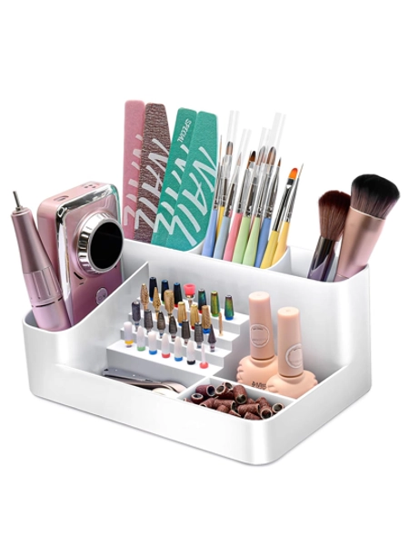 Flybok Nail Drill Holder, 28-Hole Nail Drill And Drill Bit ABS Storage Box, Nail Drill Bit Holder, Professional Nail Tools Nail Storage Box