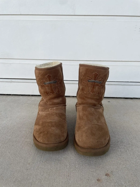 Chrome Hearts Brown Suede Triple Cross Uggs