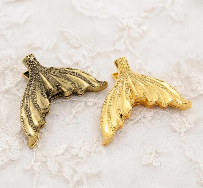 Antique Gold Mermaid Tail Clip, Victorian Hand Page Holder, Vintage Stationery Bookmark