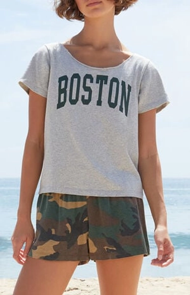 Silver Boston Short Sleeve Off-The-Shoulder Top