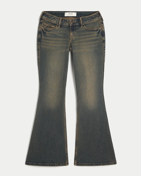 Ultra Low-Rise Dark Wash Flare Jeans