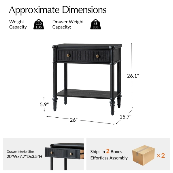Derk Transitional 26"Tall 1-Drawer End Table With Built-In Charging Ports Set of 2 By HULALA HOME