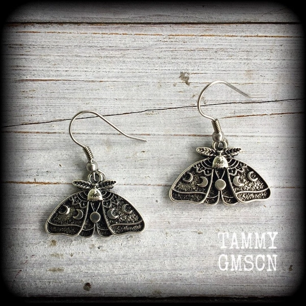 Moth Earrings Insect Earrings Moon Phases Earrings Lunar Moth Earrings Deaths Head Moth Earrings Insect Earrings Bug Earrings Pierced Ears - Etsy