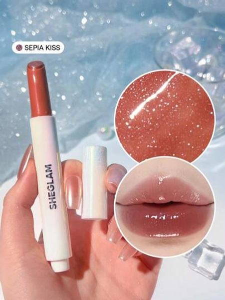 SHEGLAM Pout-Perfect Shimmer Lip Plumper-Sepia Kiss Moisturising Plumping Shimmer Solid Lip Gloss Non-Stick Shimmer Nourishing Lip Plumping Serum Coconut Oil Lipstick Lip Cosmetics Brand Beauty Makeup Cosmetic For Women Girls Perfect For Fall Winter Ideal For Y2K Fancy Fashion Suitable For Birthday Present Halloween Party Ready Best Color