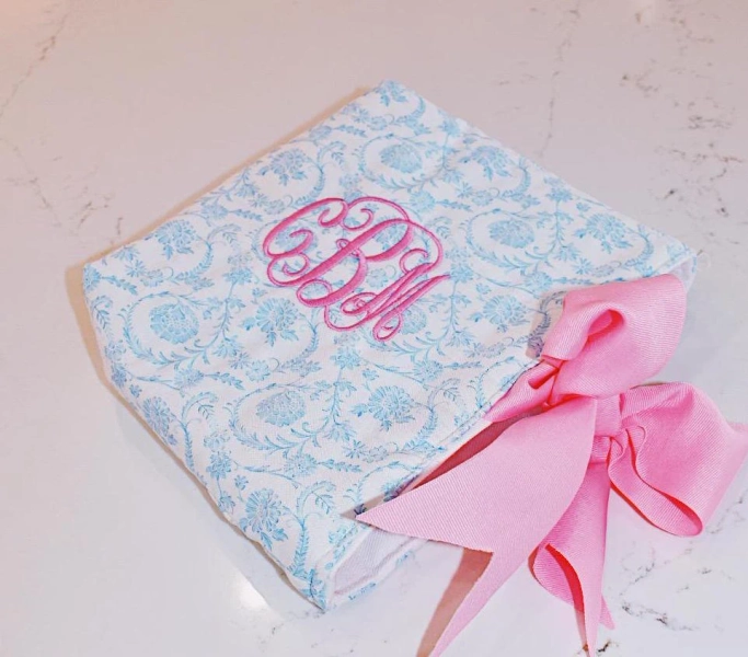 Vintage Floral Bible Cover with Bow: Monogram Book Sleeve