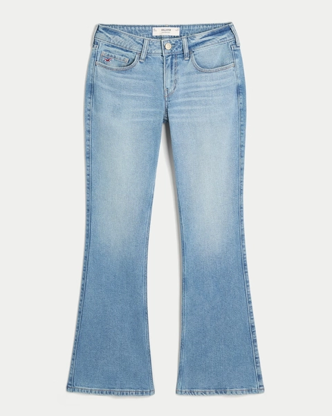 Low-Rise Medium Wash Floral Embroidered Bootcut Jeans