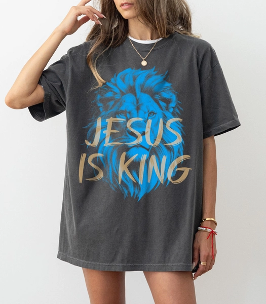 Jesus Is King Christian Shirt, Faith Streetwear Unisex Comfort Colors Tee, Religious Gift for Him or Her Bible Verse Tshirt, Lion Apparel