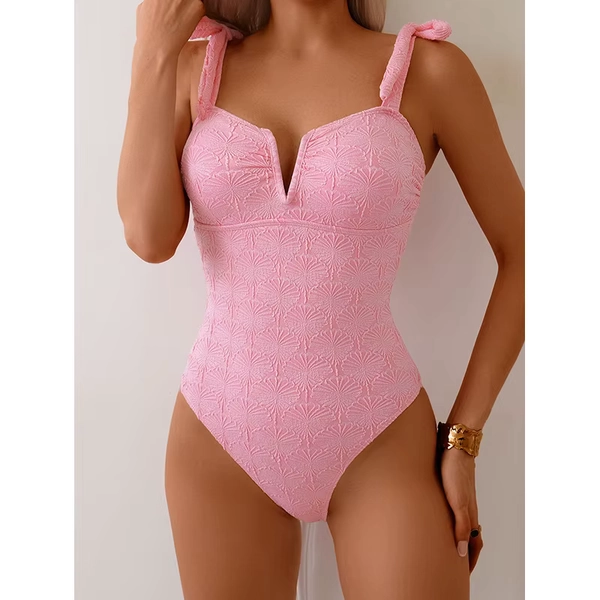 Vintage Pink Floral Print Swimwear Women 2026 Tie Strap V Neck Slim Tummy Control One Piece Swimsuit Beach Holiday Bathing Suits - AliExpress 201768104