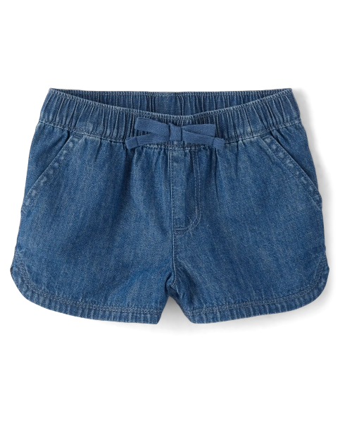Baby And Toddler Girls Chambray Pull On Shorts - POPPIE WASH