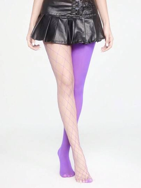 ROMWE Grunge Punk 1 Pair Dark Rock AB Style Fishnet Tights - Size L