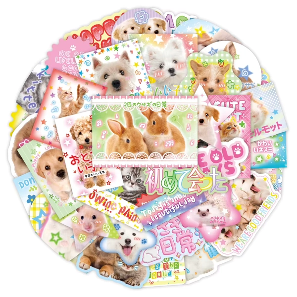 40pcs Retro Cute Cartoon Scrapbook Sticker Kawaii Puppy Kitten Bunny Journal Sticker DIY Decor Stationery Phone Shell Sticker - AliExpress 