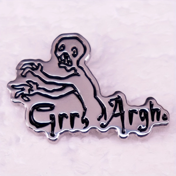 Vampire-Inspired Alloy Brooch Pin - Silvery, Novelty Accessory for Clothing & Backpacks