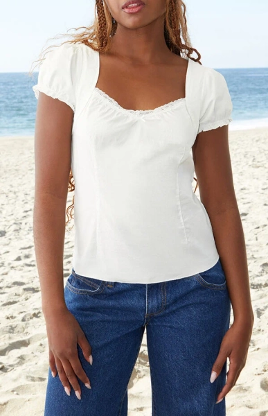 White Puff Sleeve Top