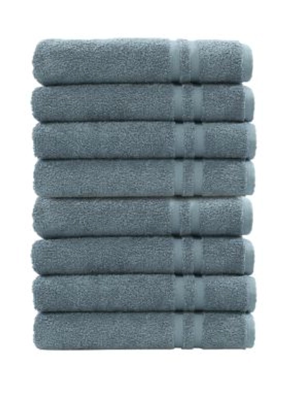 Linum Home Textiles Set of 8 Turkish Cotton Denzi Hand Towels, Blue