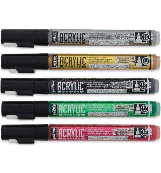 Pebeo Acrylic Marker Set of 5 Precious Colors