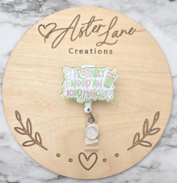 Matcha Badge Reel, Matcha Gift, Badge Reel, Cute Matcha, Glitter Badge Reel, Girly Badge Reel, Work Badge Reel, Cute Matcha, Matcha Girl