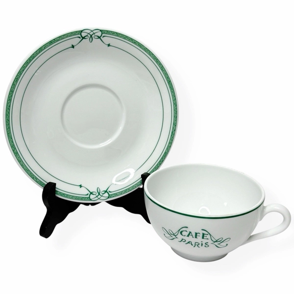 Vintage BERNARDAUD Café Paris Green Cup &amp; Saucer Limoges France