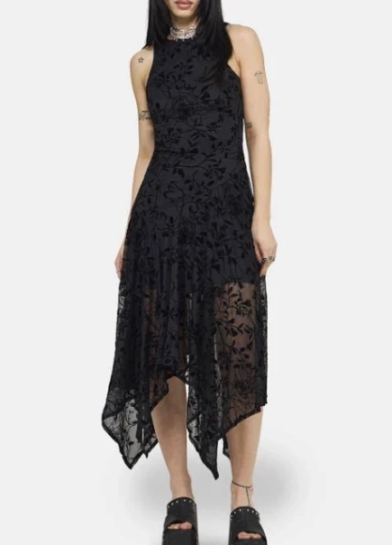 Disturbia Deadly Nightshade Mesh Midi Dress