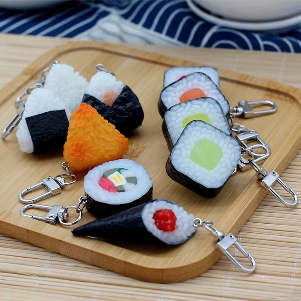 Simulated Food Pendant PVC Seaweed Bun Rice Ball Model Keychains Car Key Chain Pendant Keyrings Creative Decoration Gift - AliExpress 36