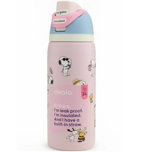 Snoopy Owala 32oz Pink Water Bottle Stainless Steel Exclusive Edition ️ ️