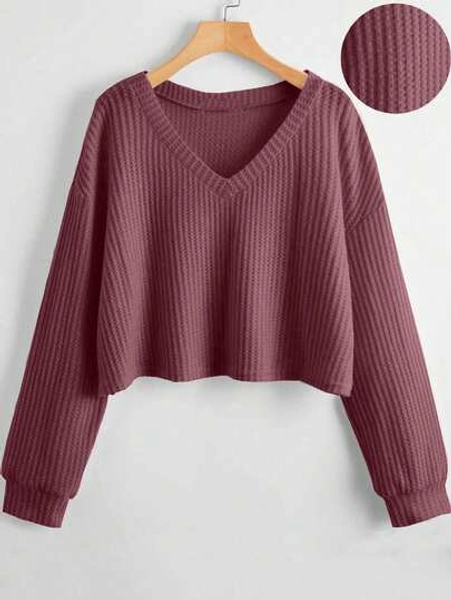 Lunelith SHEIN Lunessa Women's Casual Solid Color Cropped T-Shirt, Versatile For Autumn