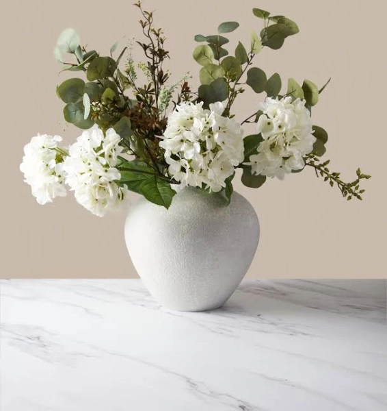 Faux Arrangement Eucalyptus & White Hydrangea