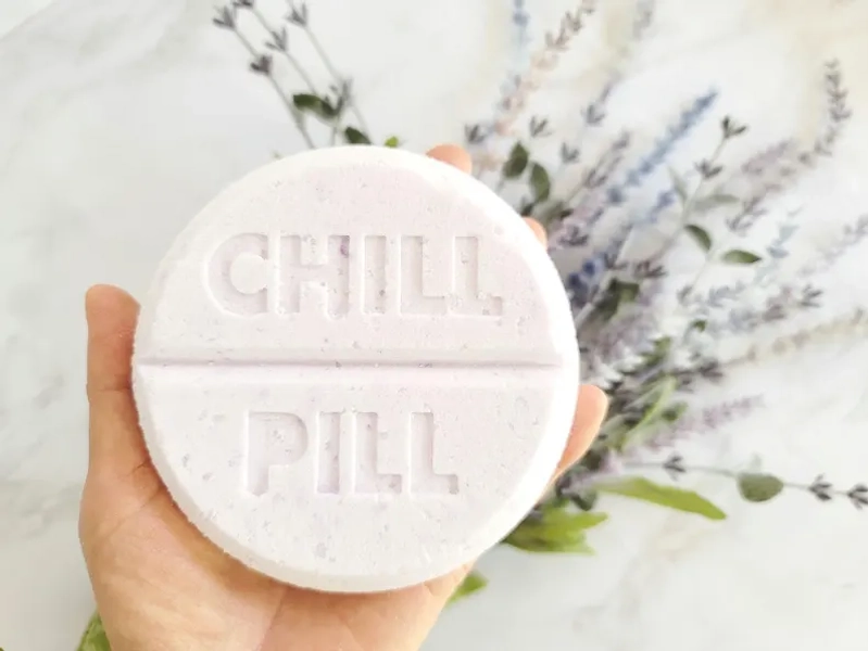 Bath Bomb 7 oz large, Chill Pill Bath bomb, thinking of you gift, sending you hug gift, clients gift, guest gift, get well gift,
