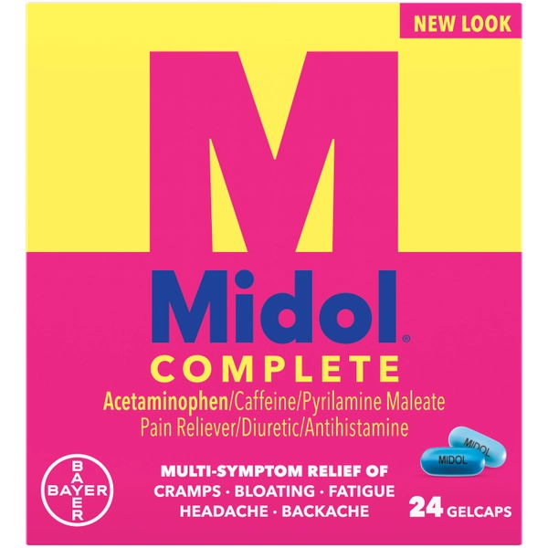Midol Complete Menstrual Pain Relief Gelcaps with Acetaminophen, 24 Count