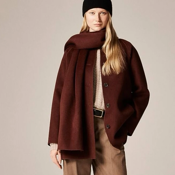 J.Crew Women's Drapey Wool Blend Scarf Coat