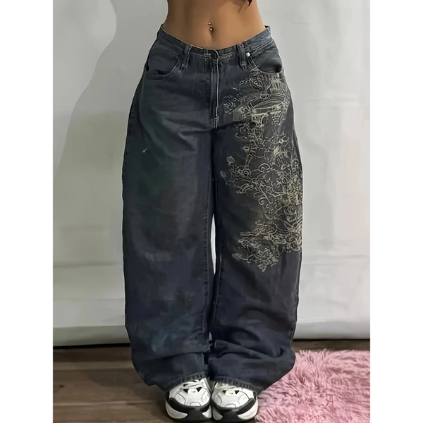 Women's 90s Vintage Low-Rise Wide-Leg Jeans - Beltless Baggy Pants with Mid-Low Waist, Straight-Leg Fit & Long Length (No  Holes) | All-Season Retro Streetwear Trousers (Machine Washable) - 90s Inspired Jeans for Women