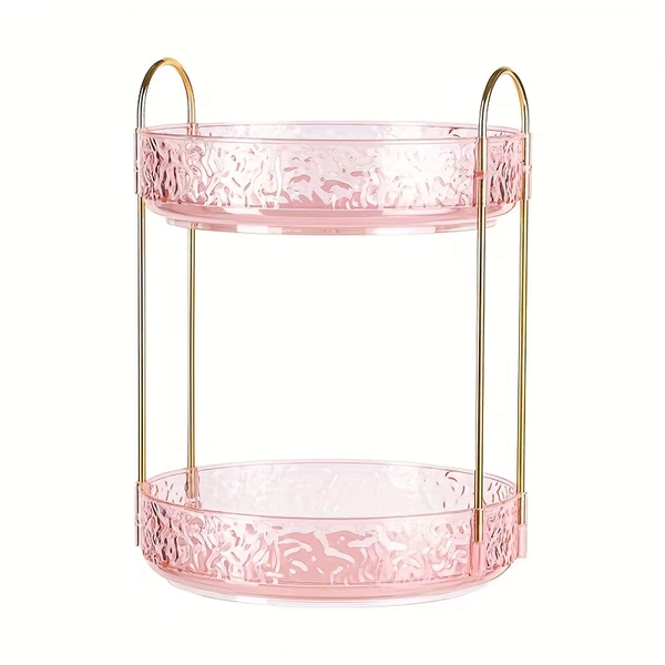 360° Rotating Makeup Organizer, Large Capacity Cosmetic Storage Box with Golden Bracket & Clear Tray.Save Space on Your Dresser! - AliExpress 15