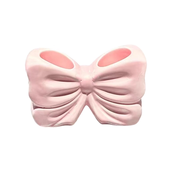 Yiokii Bow Toothbrush Holder, Cute Ceramic Electric Toothbrush Holder, Pink Bow Shaped Toothbrush Holder Bathroom Home Cotertop Decor Accories