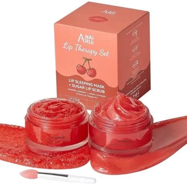 Anairui Cherry Lip Scrub & Lip Mask Set