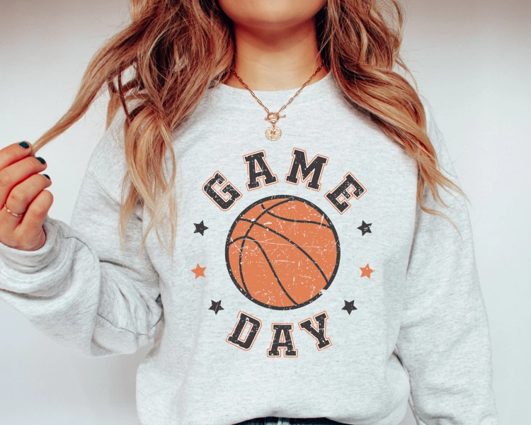 Game Day Basketball Sweatshirt, Basketball Crewneck, Basketball Shirts, Game Day Basketball Sweater, Retro Basketball Game Tops