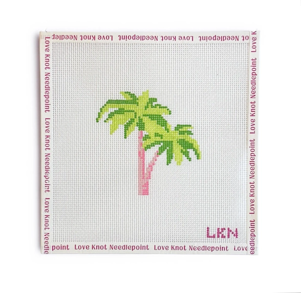 Pink Palm Trees Needlepoint Canvas